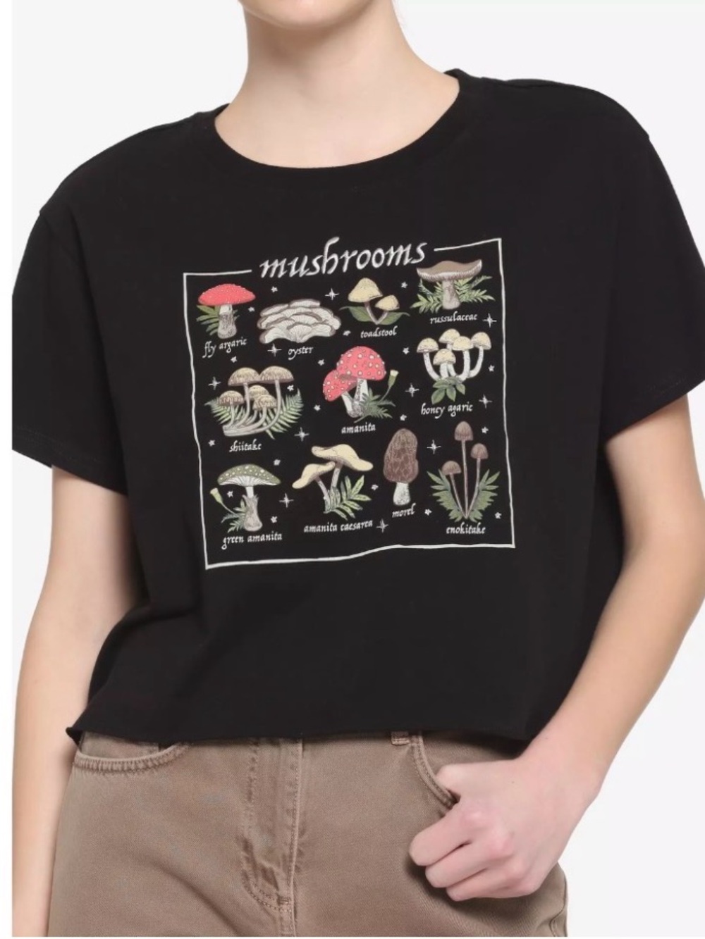 Wild Mushrooms Juniors Boxy Crop T-Shirt